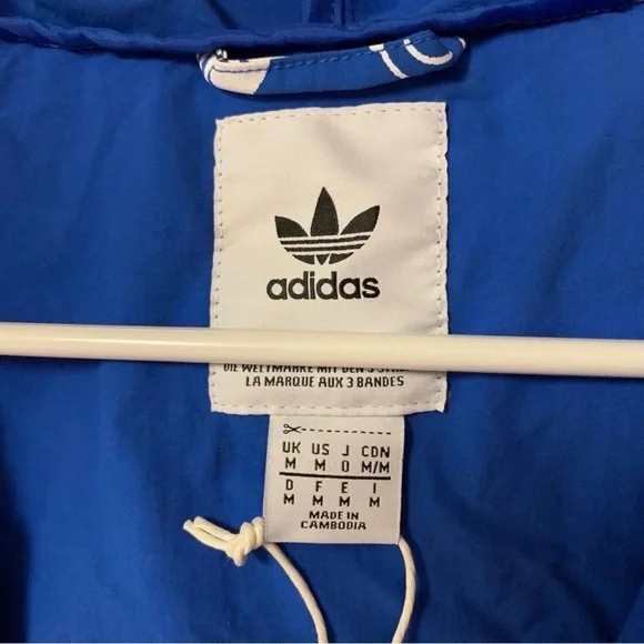 Adidas Men Jacket AOP Windbre Blue print white logo Windbreaker CE1550 Sz M